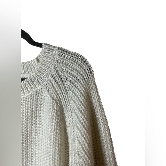 Free Assembly Women’s White Chunky Knit Sweater XL Long Sleeve Pullover - Picture 3 of 7